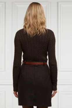 Holland Cooper Skirts|In Stock Tailoring-Regency Skirt Chocolate Herringbone
