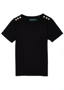 Holland Cooper Tees|Tops-Relax Fit Crew Neck Tee Black
