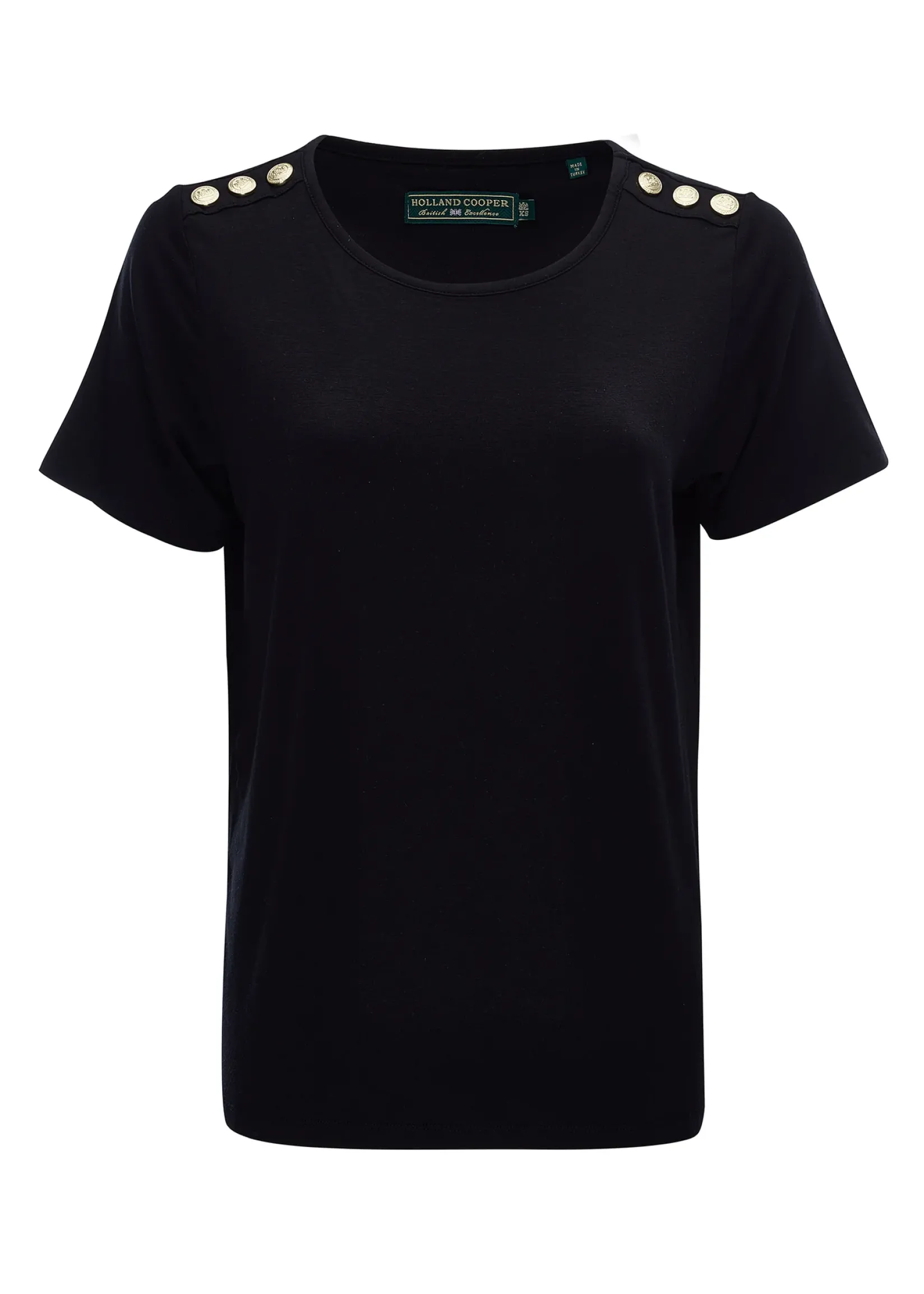 Holland Cooper Tees|Tops-Relax Fit Crew Neck Tee Black