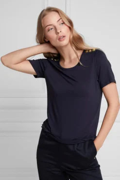 Holland Cooper Tees|Tops-Relax Fit Crew Neck Tee Ink Navy