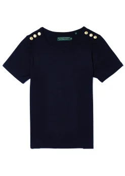 Holland Cooper Tees|Tops-Relax Fit Crew Neck Tee Ink Navy