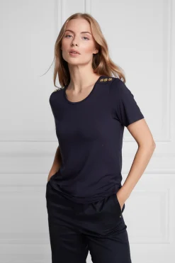 Holland Cooper Tees|Tops-Relax Fit Crew Neck Tee Ink Navy