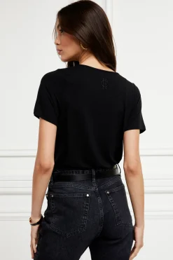 Holland Cooper Tees|Tops-Relax Fit V-Neck Tee Black