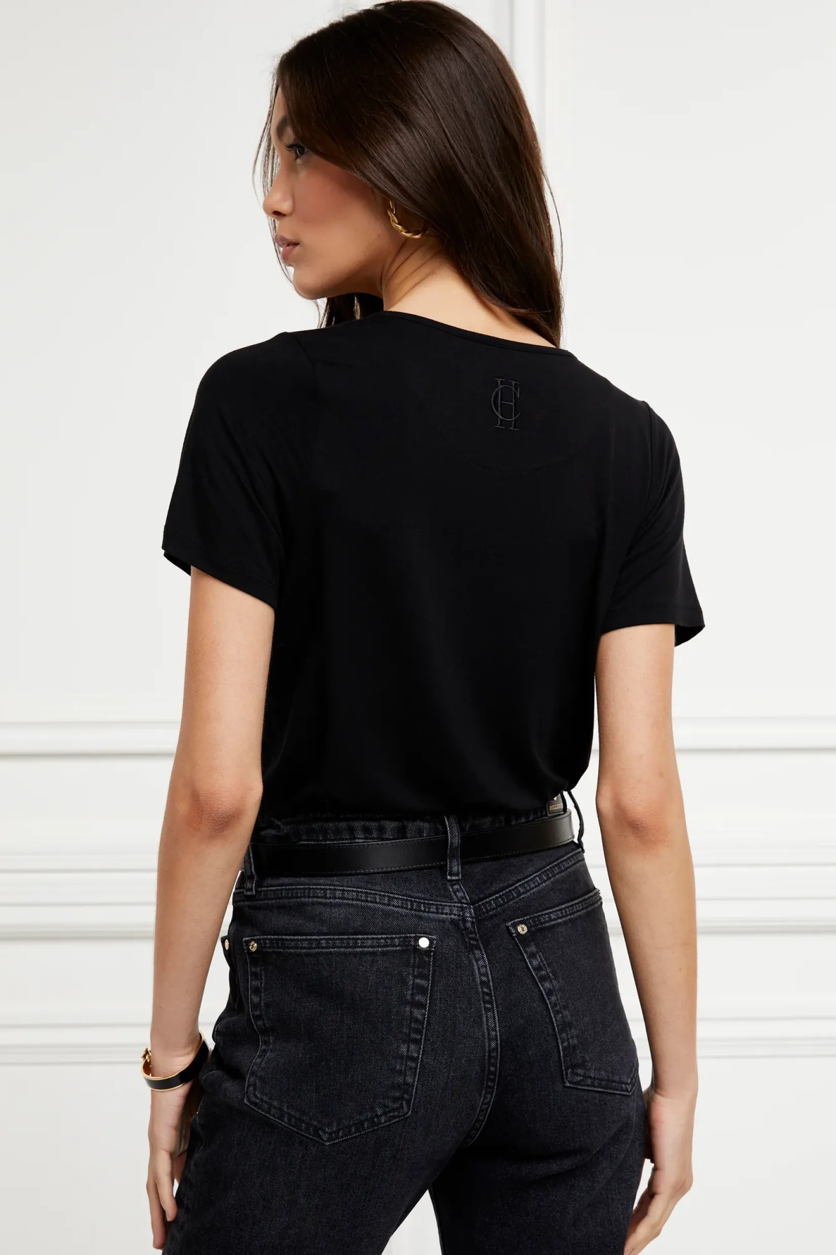 Holland Cooper Tees|Tops-Relax Fit V-Neck Tee Black