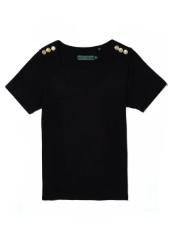 Holland Cooper Tees|Tops-Relax Fit V-Neck Tee Black