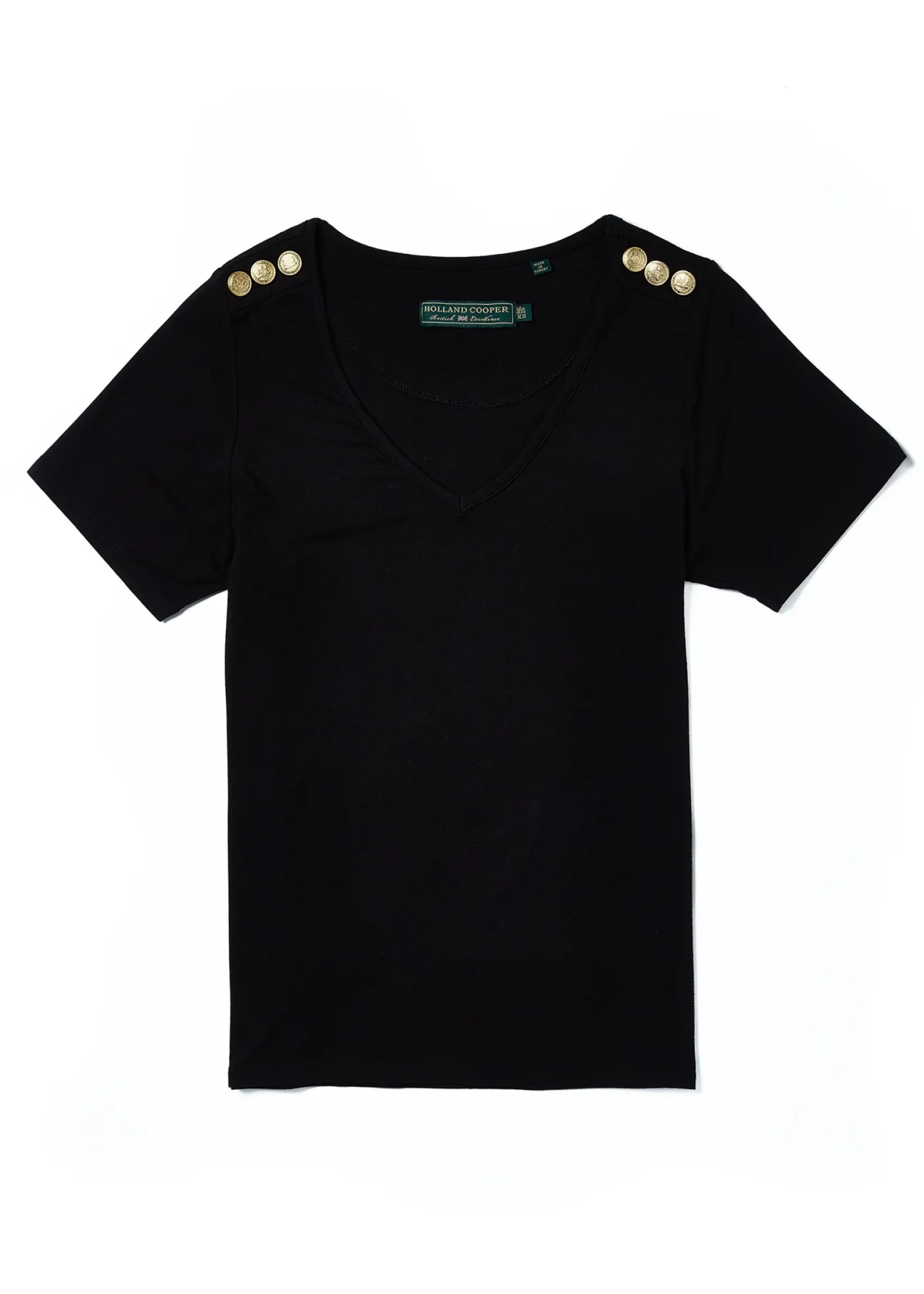 Holland Cooper Tees|Tops-Relax Fit V-Neck Tee Black
