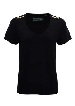 Holland Cooper Tees|Tops-Relax Fit V-Neck Tee Black