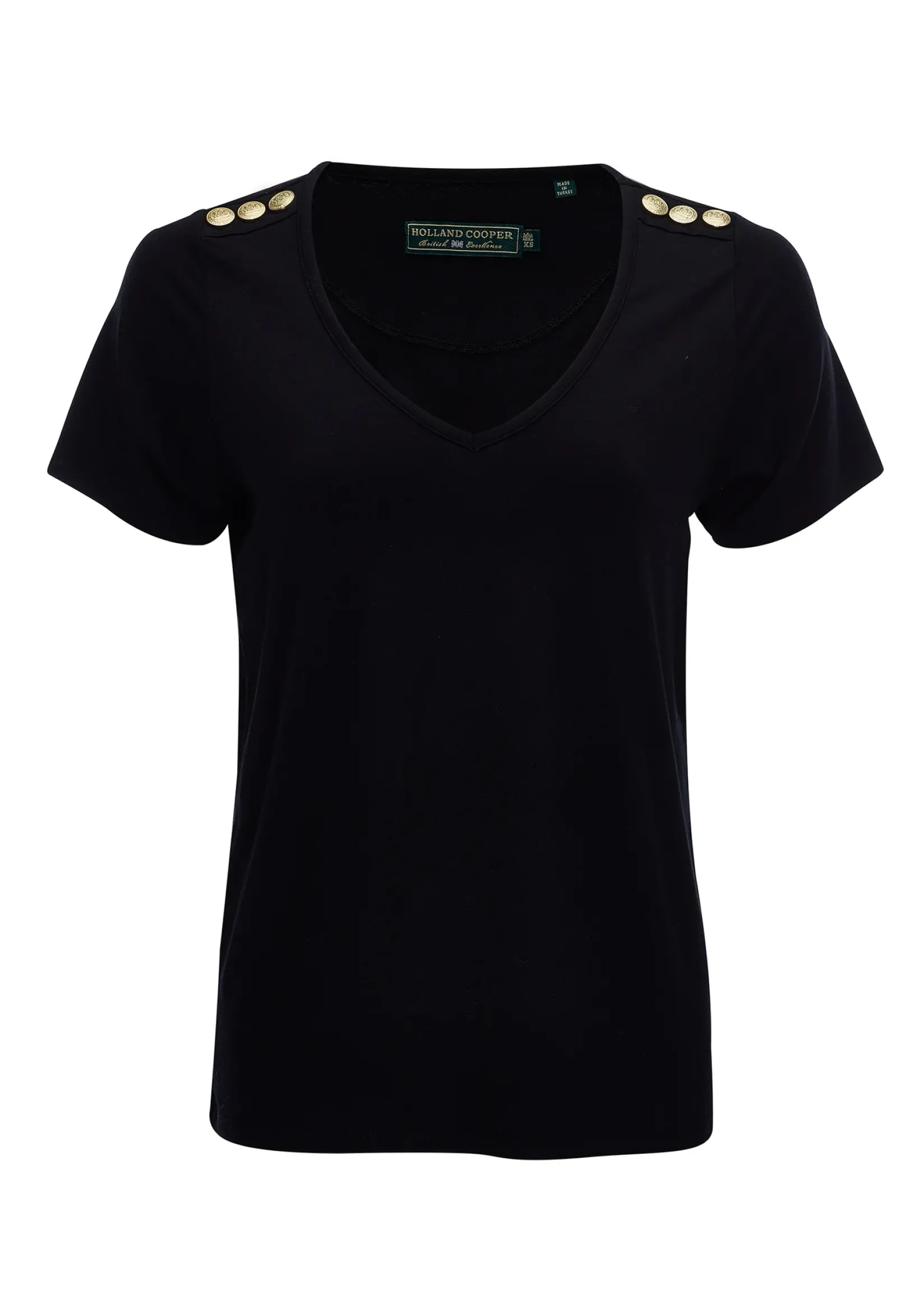 Holland Cooper Tees|Tops-Relax Fit V-Neck Tee Black
