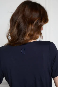 Holland Cooper Tees|Tops-Relax Fit V-Neck Tee Navy