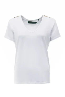 Holland Cooper Tees|Tops-Relax Fit V-Neck Tee White