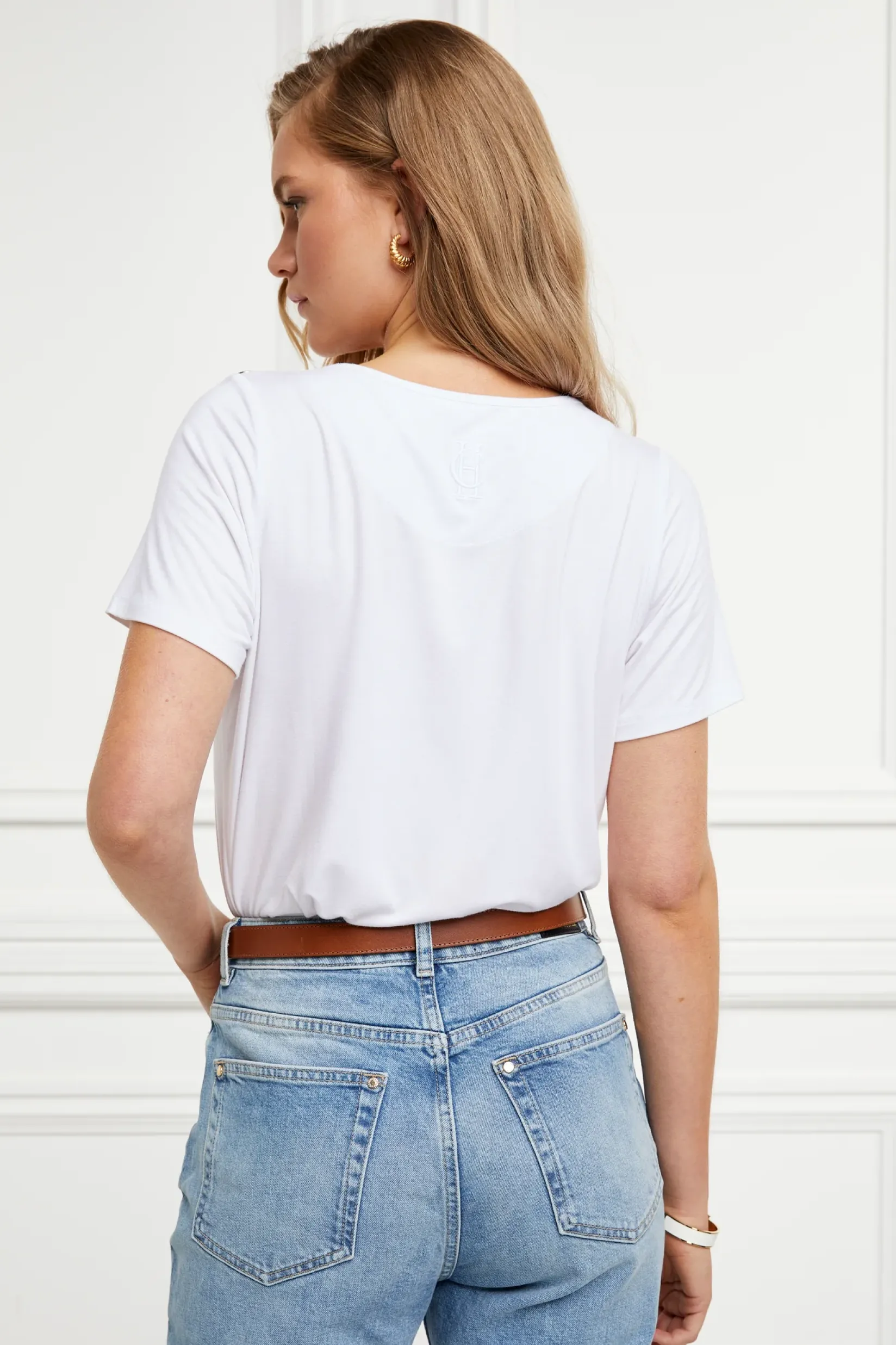 Holland Cooper Tees|Tops-Relax Fit V-Neck Tee White