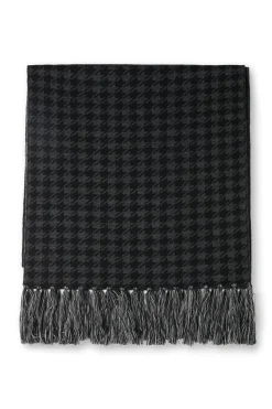 Holland Cooper Scarves|Scarves-Reversible Monogram Scarf Charcoal Houndstooth