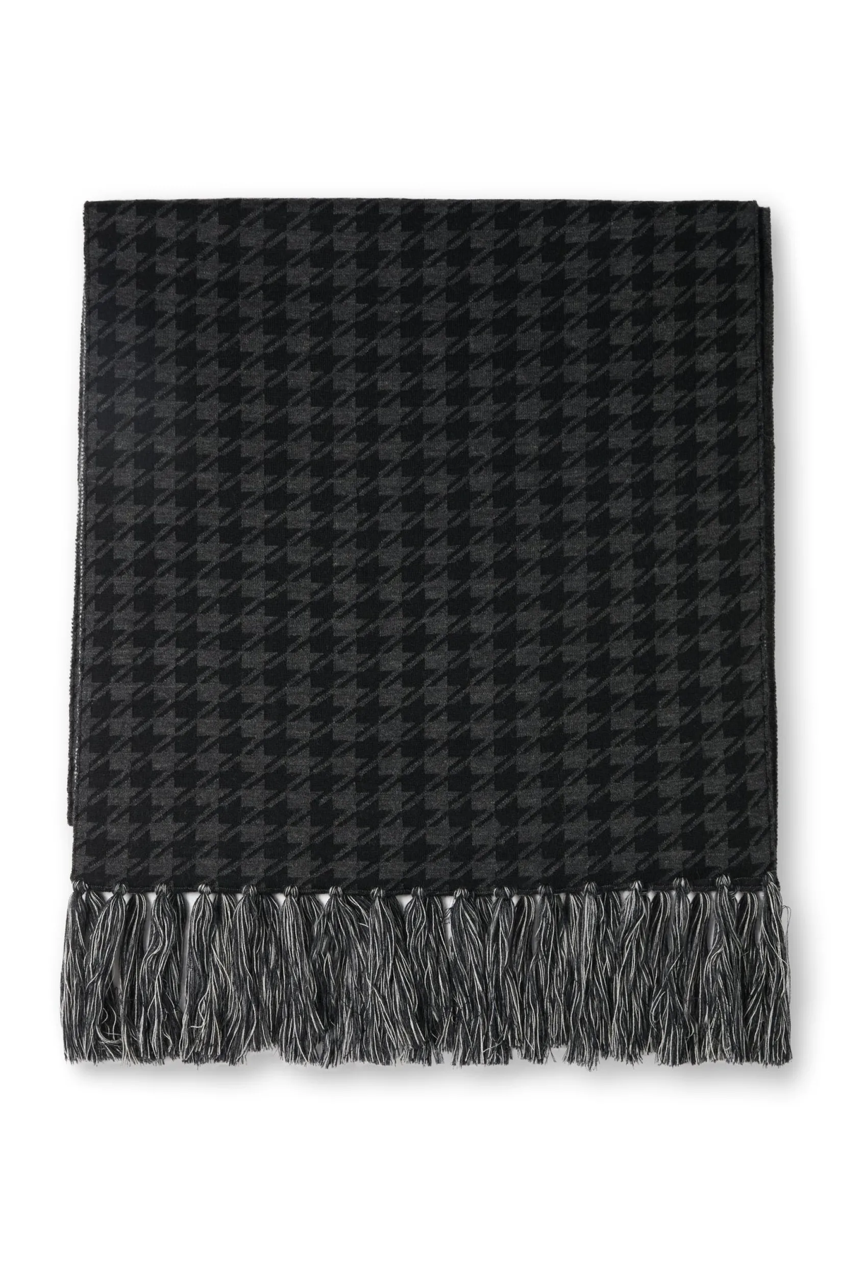 Holland Cooper Scarves|Scarves-Reversible Monogram Scarf Charcoal Houndstooth