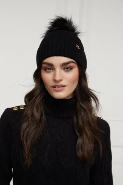 Holland Cooper Hats & Headbands|Hats & Headbands-Rib Bobble Hat Black