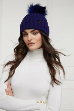 Holland Cooper Hats & Headbands|Hats & Headbands-Rib Bobble Hat Ink Navy