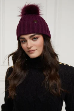 Holland Cooper Hats & Headbands|Hats & Headbands-Rib Bobble Hat Mulberry