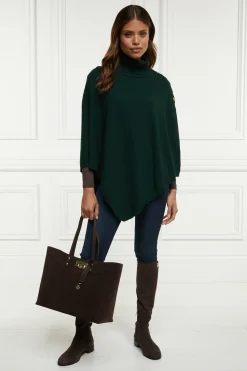 Holland Cooper Gifts For Her|Knitwear-Roll Neck Cape Deep Emerald