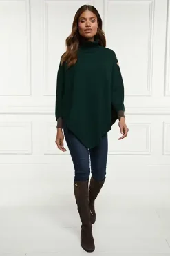 Holland Cooper Gifts For Her|Knitwear-Roll Neck Cape Deep Emerald