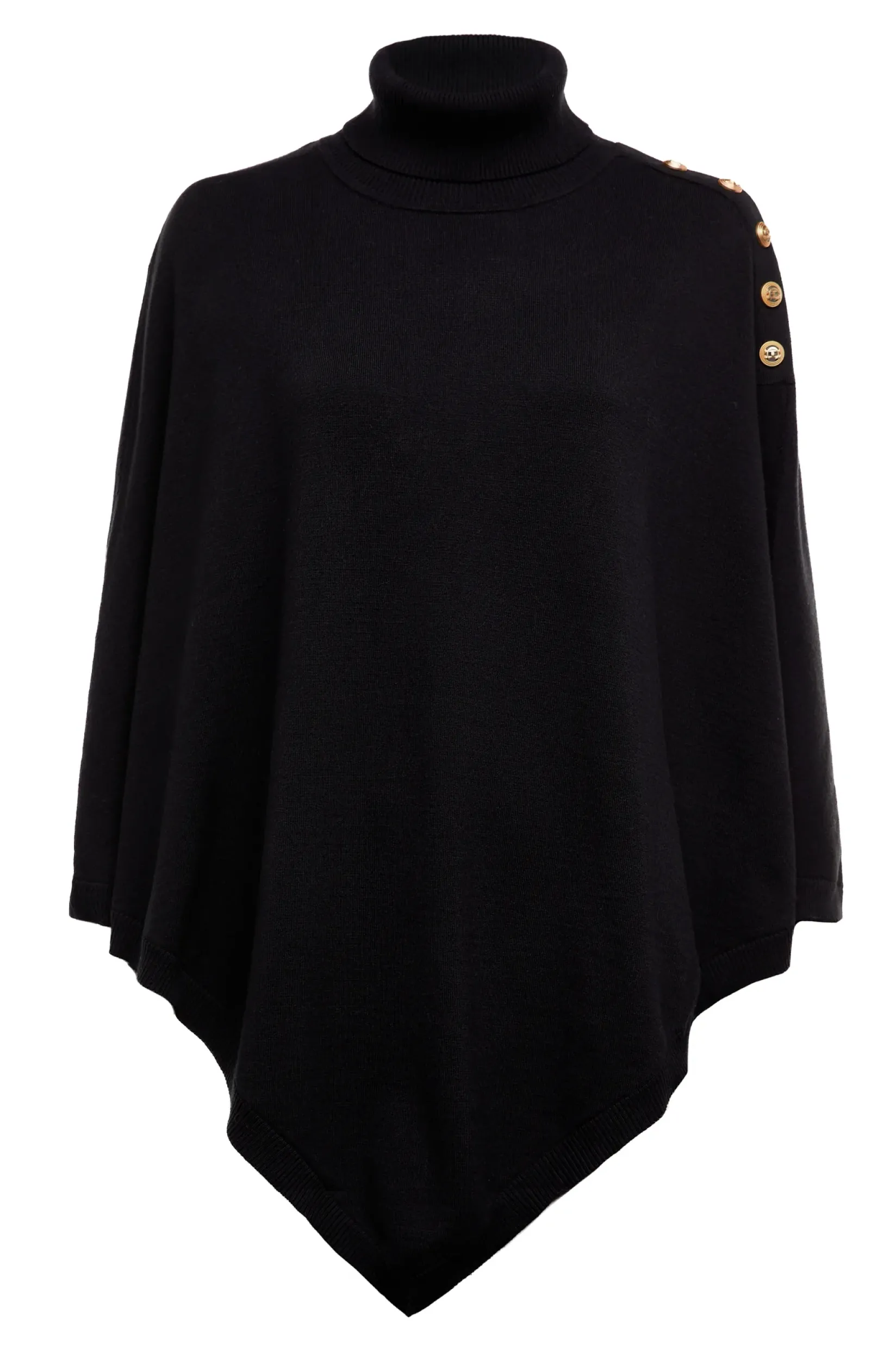 Holland Cooper Knitwear|Capes-Roll Neck Cape Black
