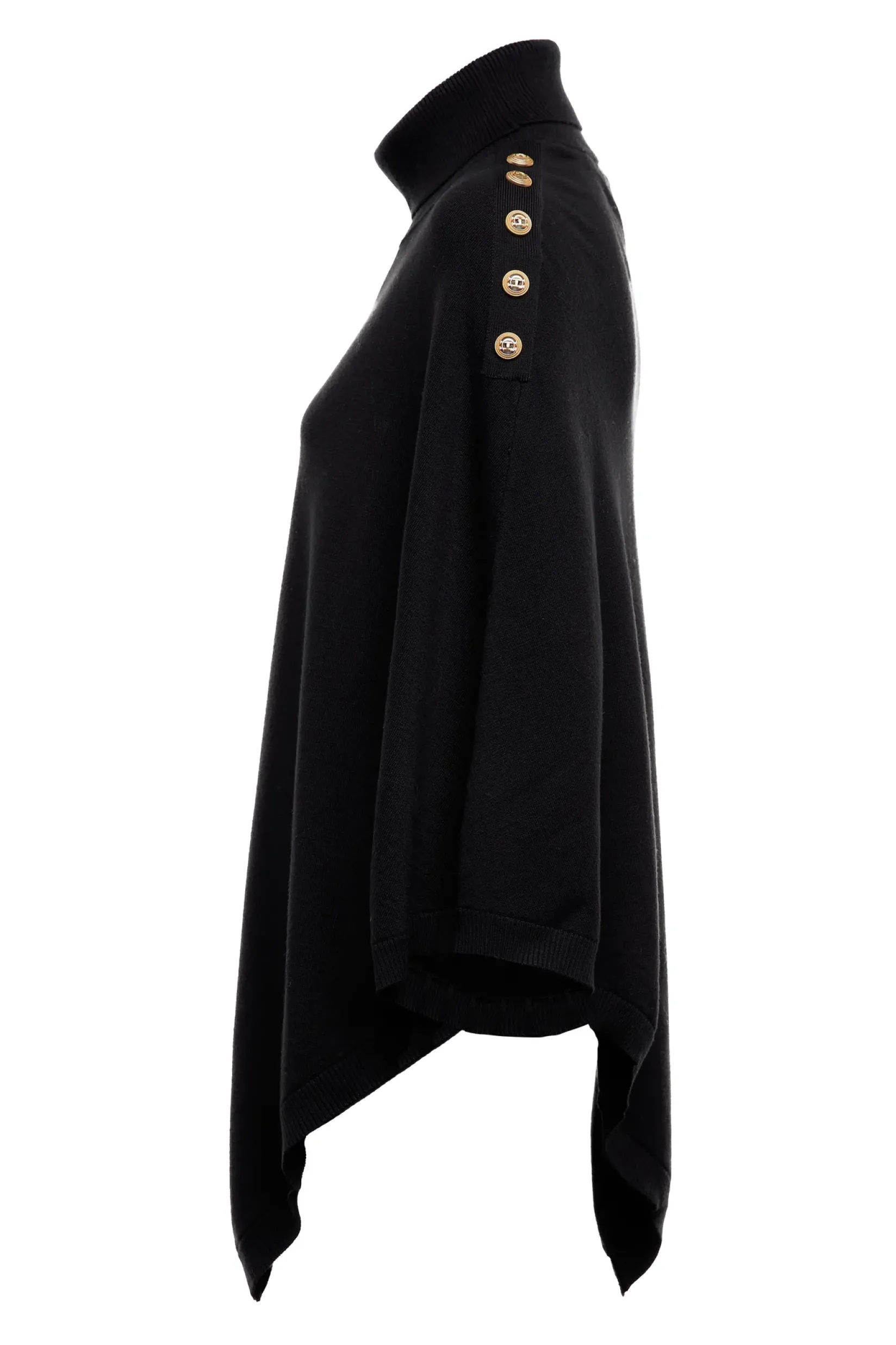 Holland Cooper Knitwear|Capes-Roll Neck Cape Black