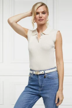 Holland Cooper Knitwear|Shop By Product-Scarlett Polo Knit Ecru