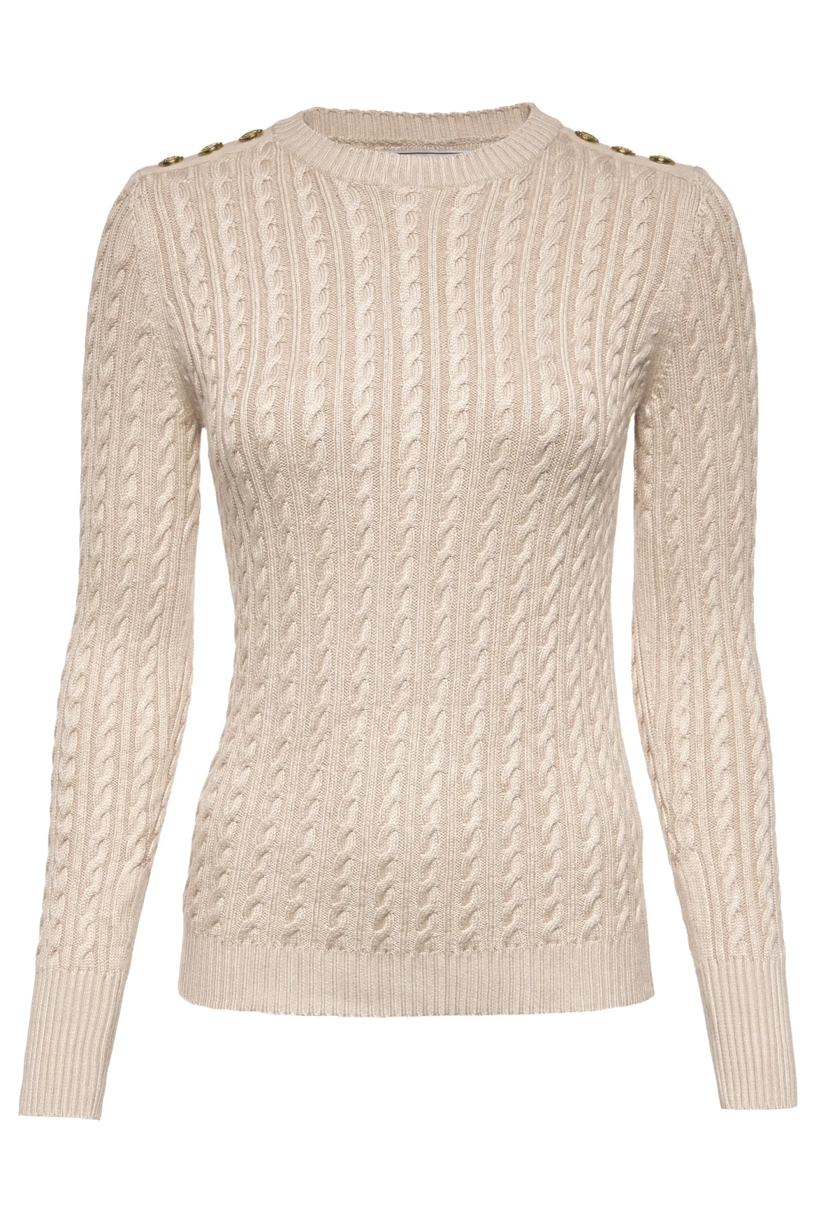 Holland Cooper Knitwear|Wardrobe Staples-Seattle Cable Crew Knit Oatmeal