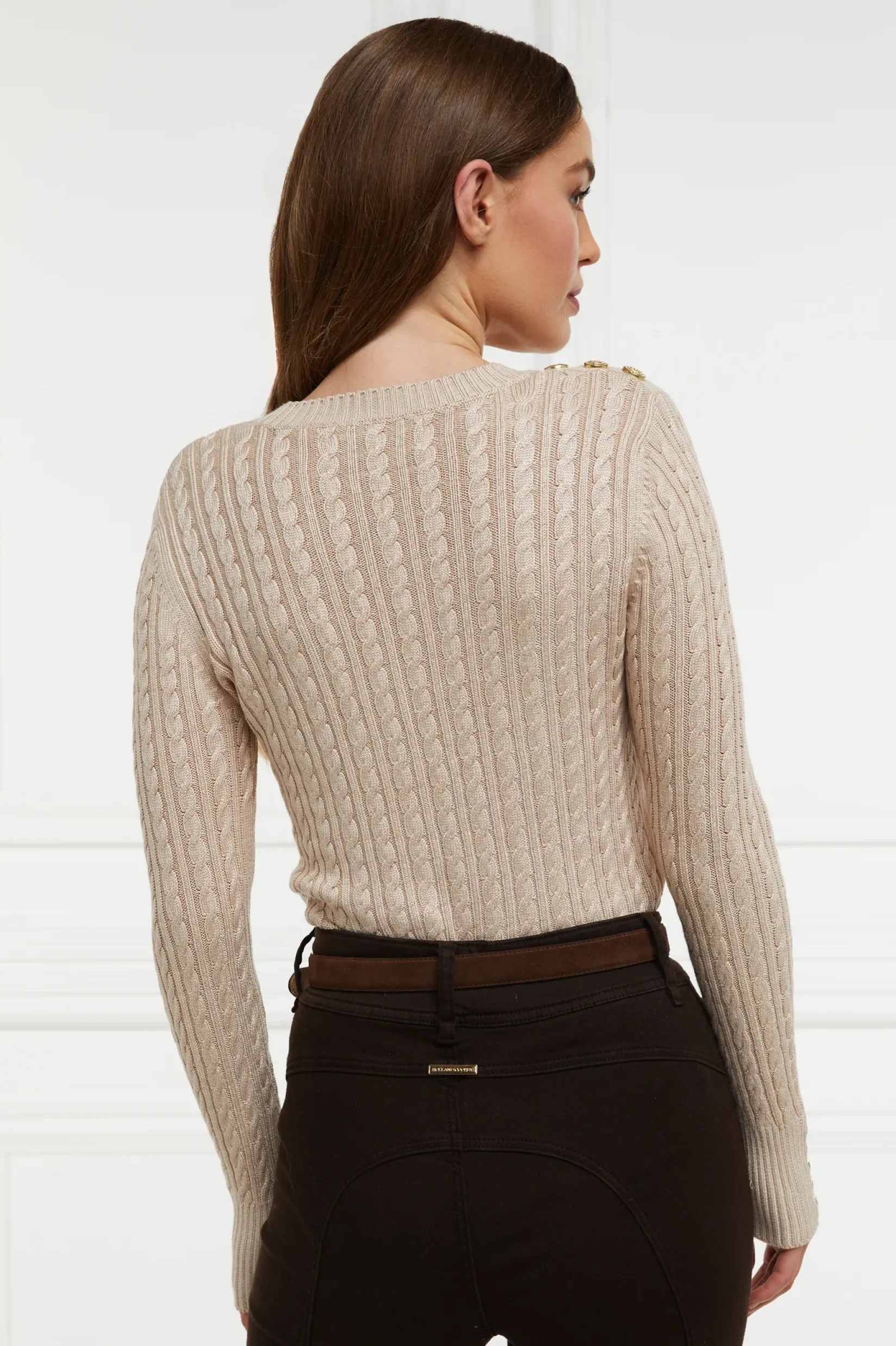 Holland Cooper Knitwear|Wardrobe Staples-Seattle Cable Crew Knit Oatmeal
