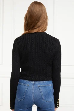Holland Cooper Knitwear-Seattle Cable Crew Knit Black