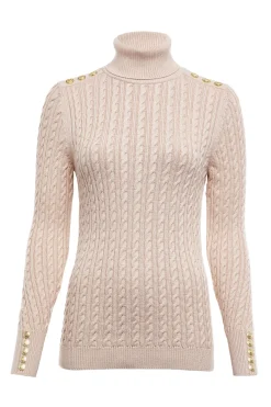 Holland Cooper Knitwear|Après Ski-Seattle Roll Neck Cable Knit Oatmeal