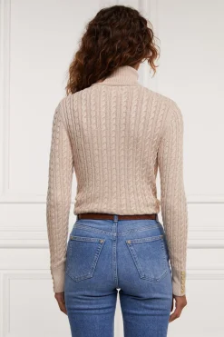 Holland Cooper Knitwear|Après Ski-Seattle Roll Neck Cable Knit Oatmeal