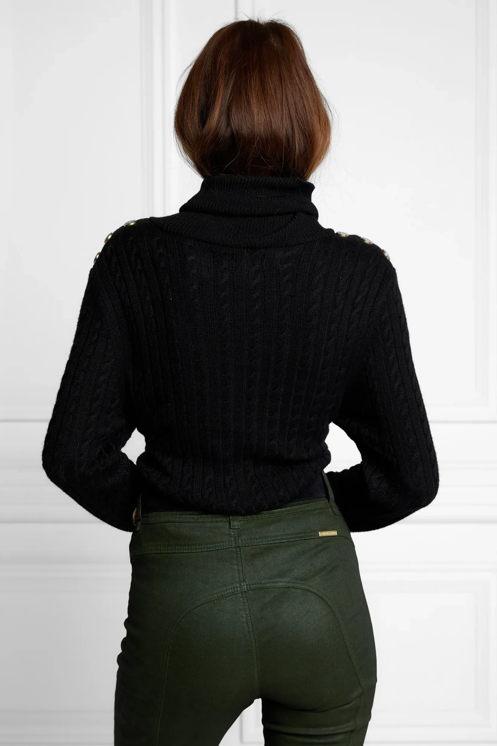 Holland Cooper Knitwear|Wardrobe Staples-Seattle Roll Neck Cable Knit Black