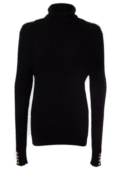 Holland Cooper Knitwear|Wardrobe Staples-Seattle Roll Neck Cable Knit Black