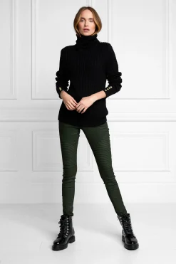 Holland Cooper Knitwear|Wardrobe Staples-Seattle Roll Neck Cable Knit Black