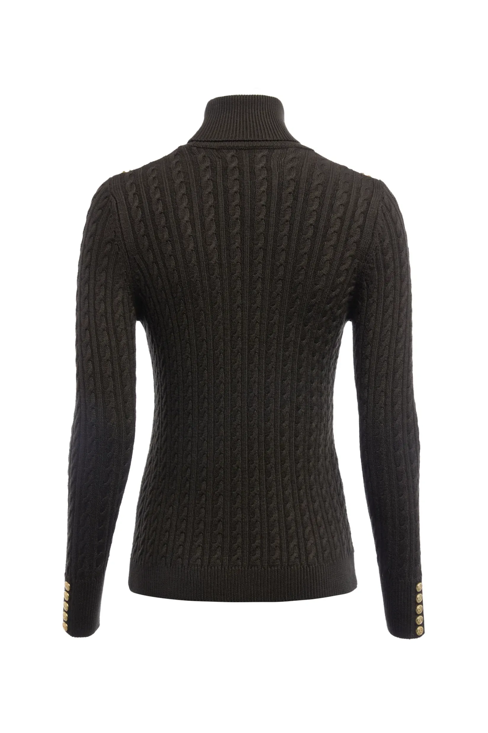 Holland Cooper Knitwear|Wardrobe Staples-Seattle Roll Neck Cable Knit Fern Green