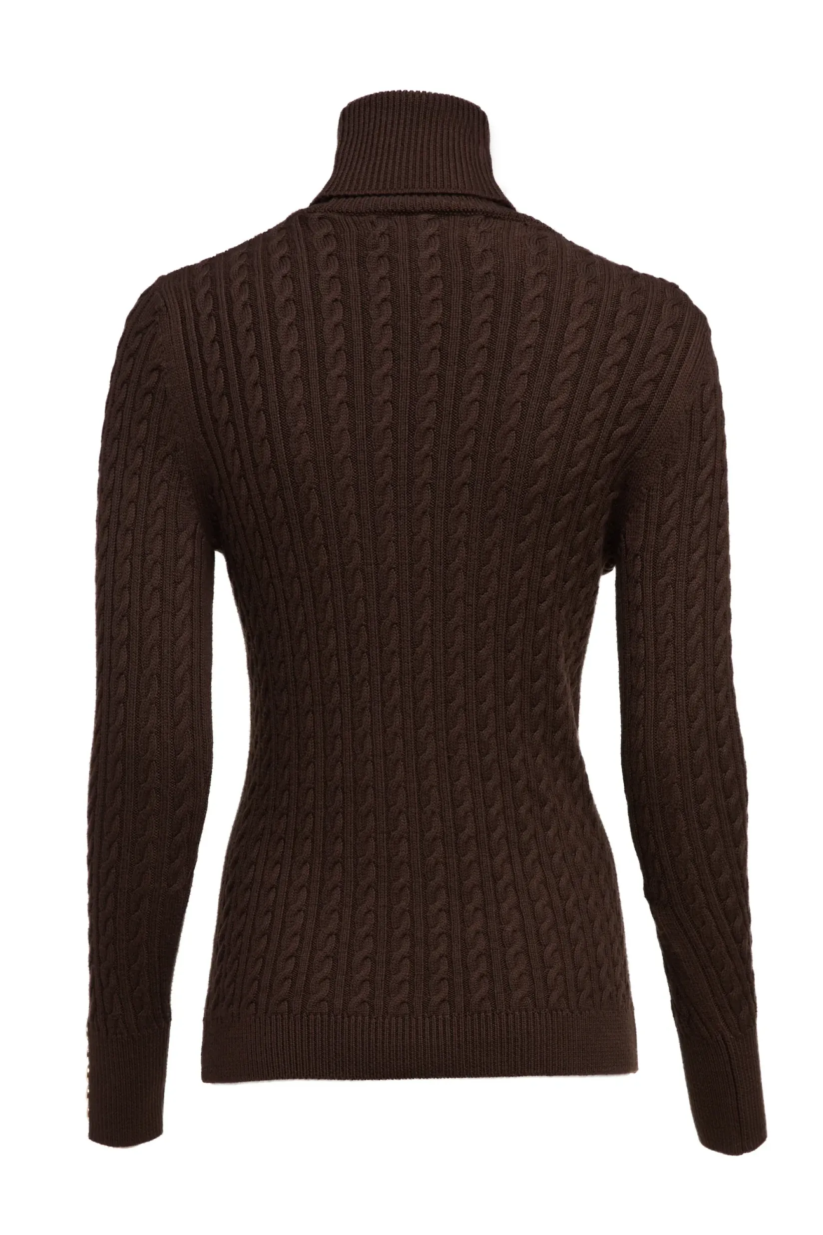 Holland Cooper Knitwear-Seattle Roll Neck Cable Knit Chocolate