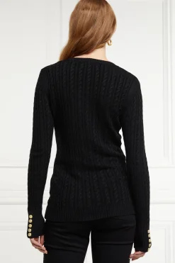 Holland Cooper Knitwear|Bump Friendly Collection-Seattle V-Neck Knit Black