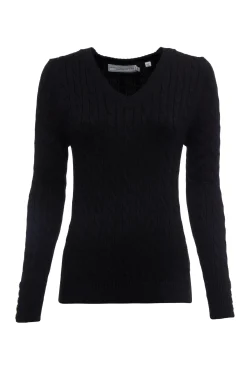 Holland Cooper Knitwear|Bump Friendly Collection-Seattle V-Neck Knit Black