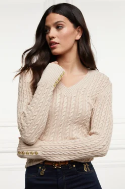 Holland Cooper Knitwear|Wardrobe Staples-Seattle V-Neck Knit Oatmeal