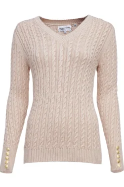 Holland Cooper Knitwear|Wardrobe Staples-Seattle V-Neck Knit Oatmeal