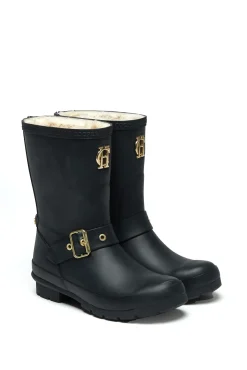 Holland Cooper Wellington Boots|Footwear-Sherpa Lined Chelsea Wellington Matte Black