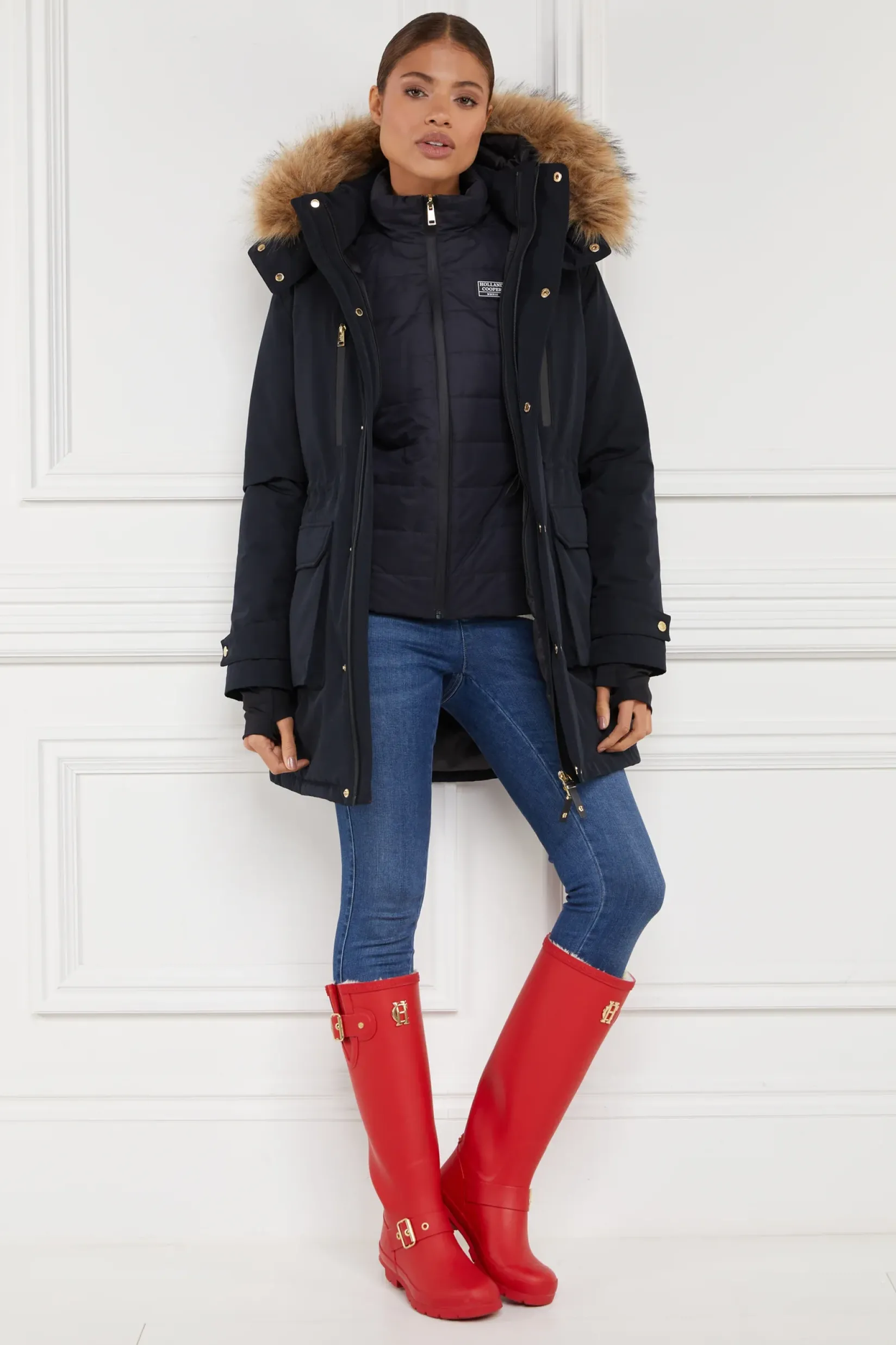 Holland Cooper At The Stables-Sherpa Lined Regency Wellington Heritage Red