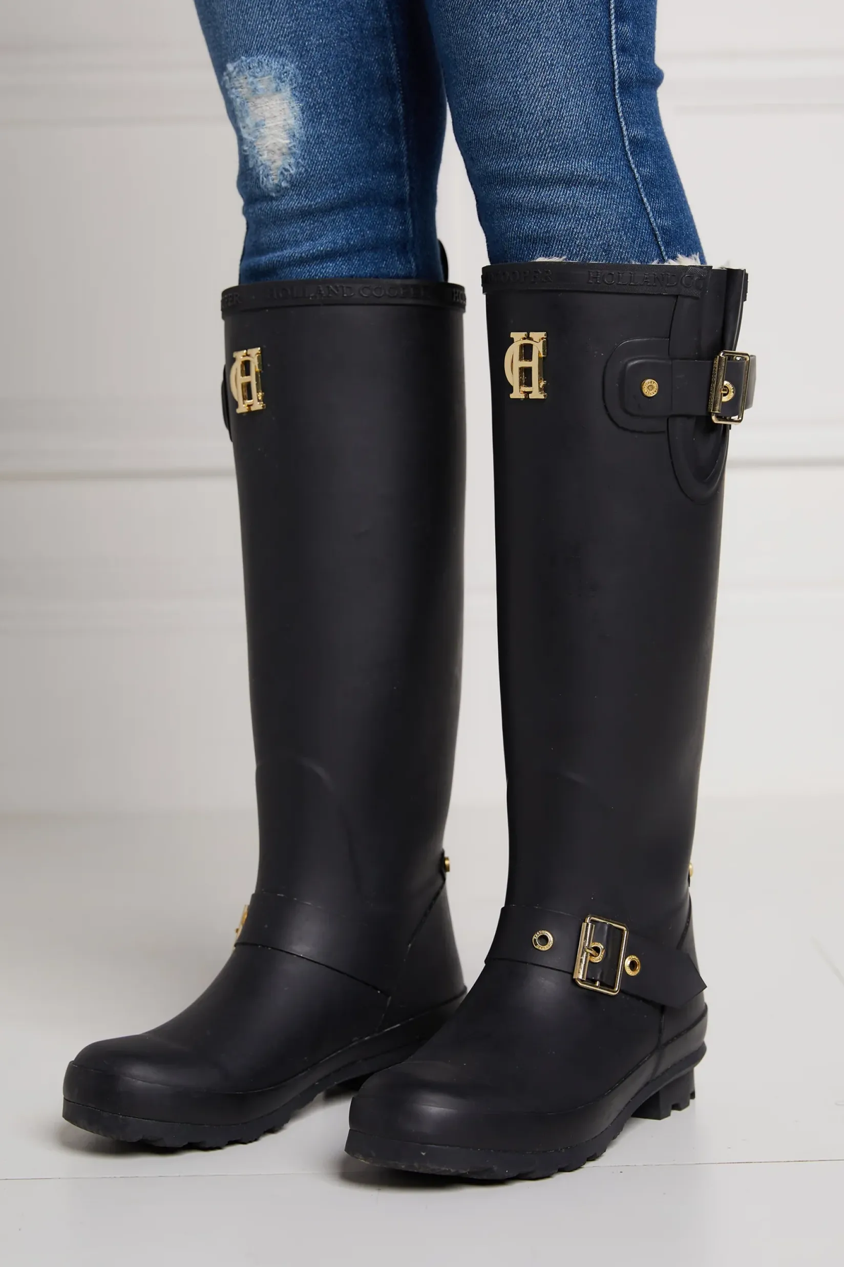 Holland Cooper At The Stables|Wellington Boots-Sherpa Lined Regency Wellington Matte Black