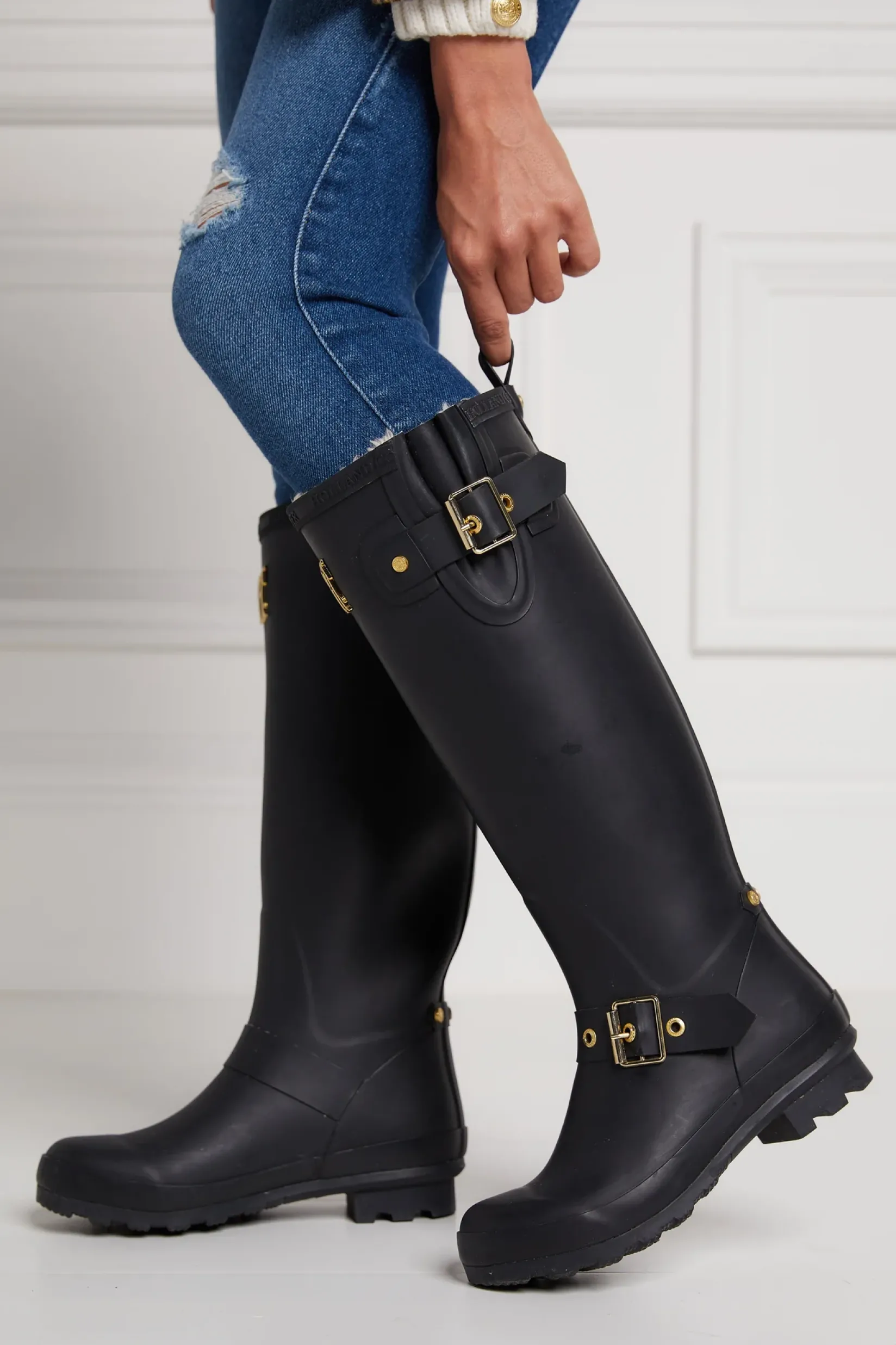 Holland Cooper At The Stables|Wellington Boots-Sherpa Lined Regency Wellington Matte Black