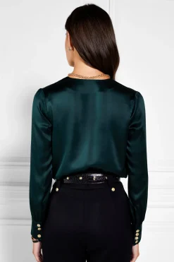 Holland Cooper Shirts & Blouses|Bodysuits-Silk Bodysuit Emerald