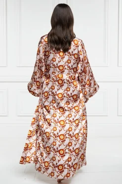 Holland Cooper Sleepwear-Silk Full Length Dressing Gown Blush