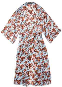 Holland Cooper Sleepwear-Silk Full Length Dressing Gown Sky Blue