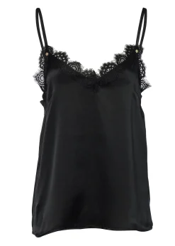 Holland Cooper Tops-Silk Lace Cami Black