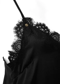 Holland Cooper Tops-Silk Lace Cami Black