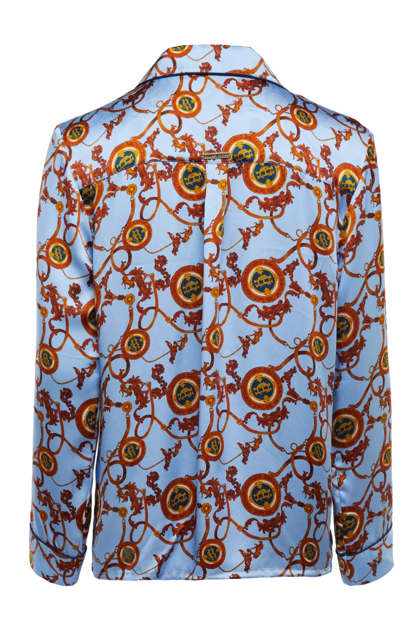 Holland Cooper Sleepwear-Silk Pyjama Shirt Sky Blue