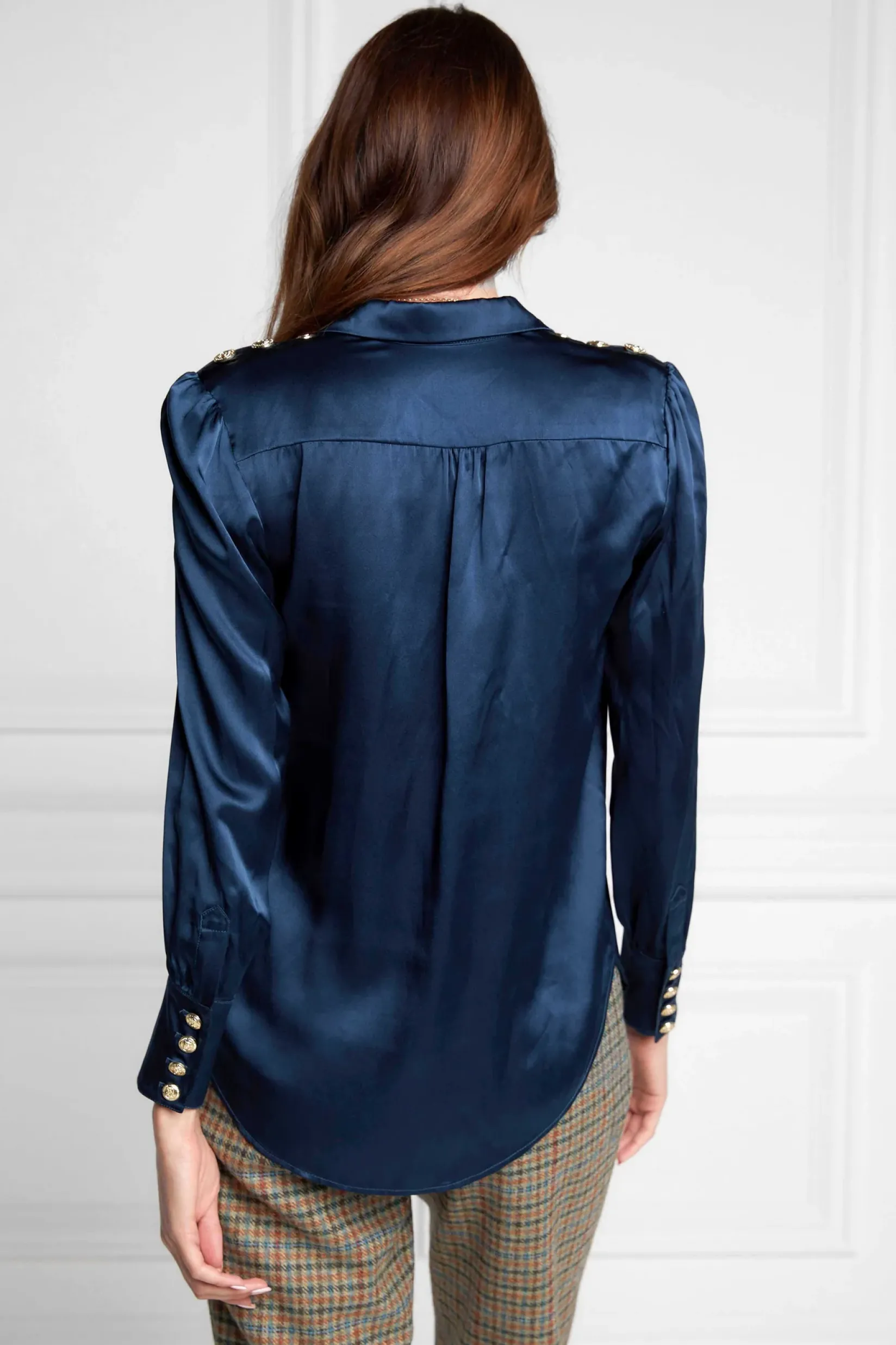 Holland Cooper Shirts & Blouses|Back In Stock-Silk V-Neck Blouse Petrol Blue